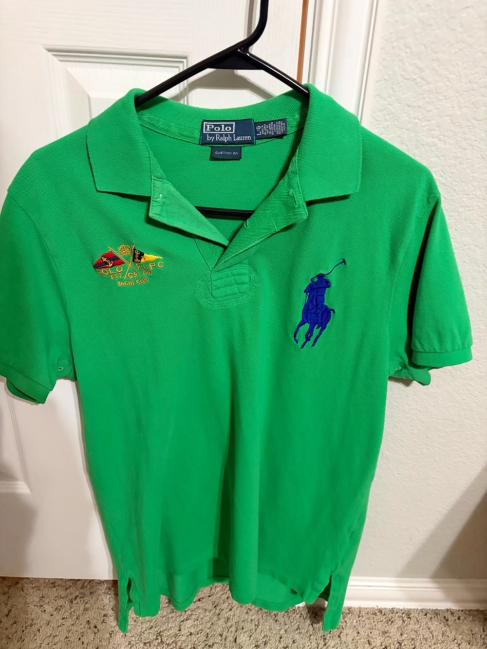 Ralph Lauren Green Polo with Blue Pony & Yellow Crest Embroidery